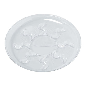Idyllize 6inch clear plastic saucer grooves-closeup highlights water management.