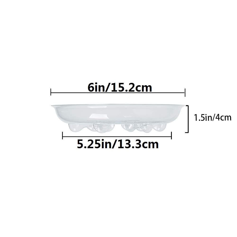 Idyllize 6inch clear plastic saucer side view shows sturdy, thick construction.