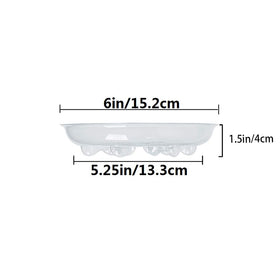 Idyllize 6inch clear plastic saucer side view shows sturdy, thick construction.