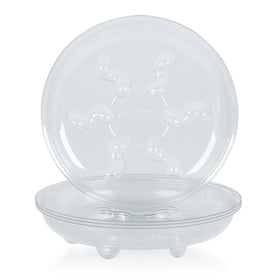 Idyllize 6inch clear plastic saucer top view protects surfaces from leaks.