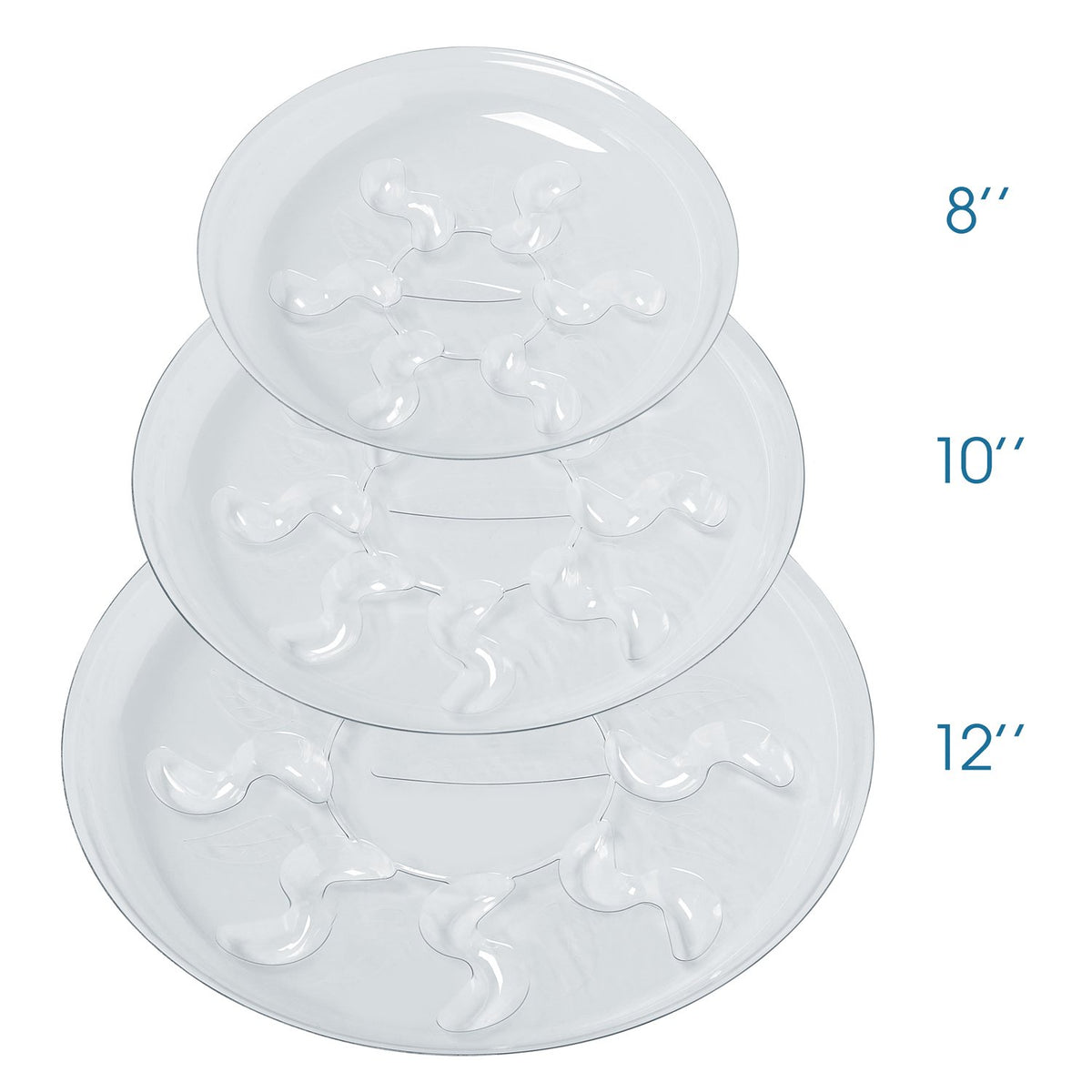 Idyllize 8-inch clear plastic saucer pack of 5 convenient multi-pot set