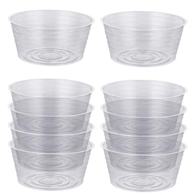 Idyllize clear 8in plant saucer top view protects surfaces from leaks.