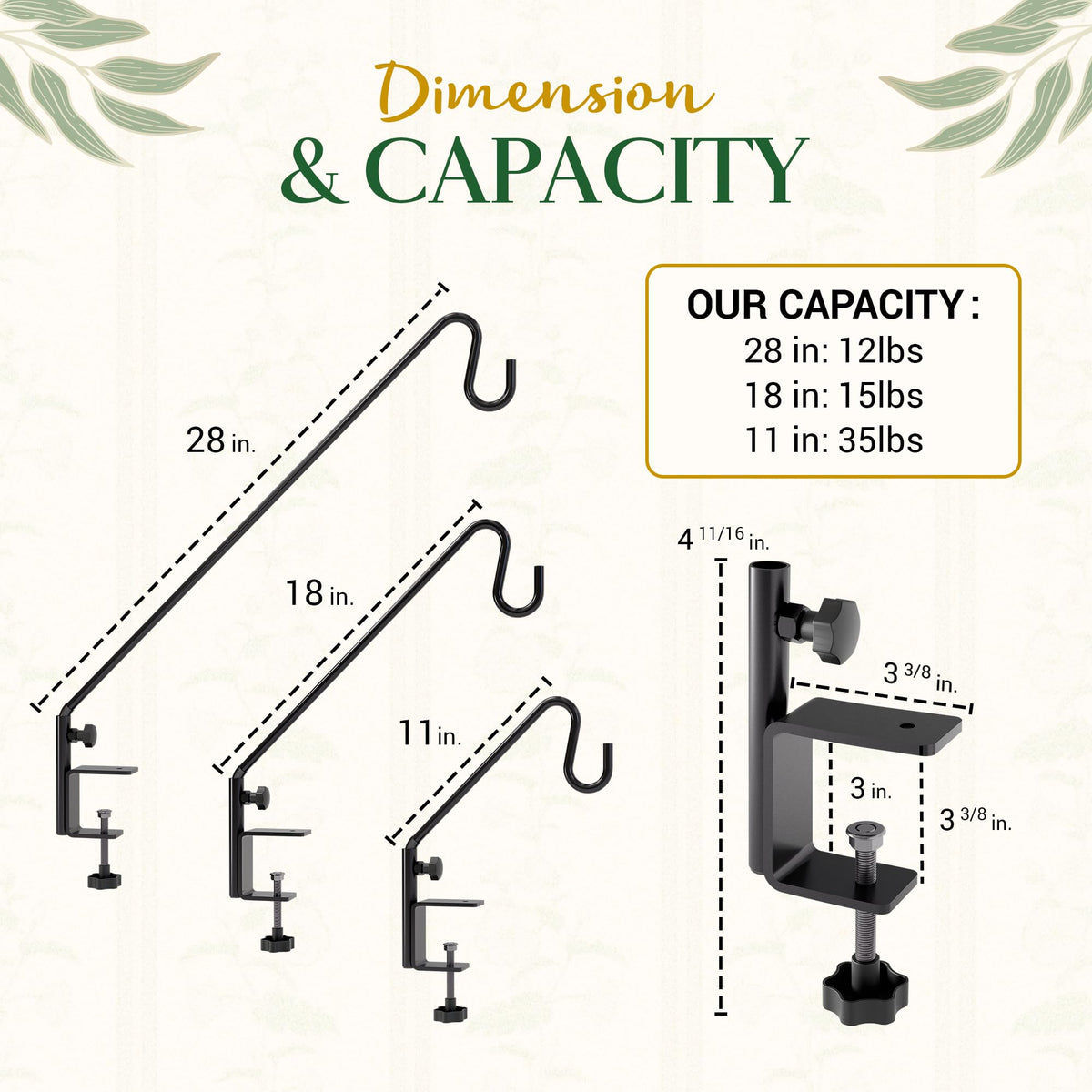 IDZO 28-inch deck hook supports bird feeders up to 12 pounds