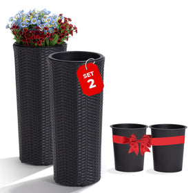 IDZO all-weather wicker planter on front porch for curb appeal