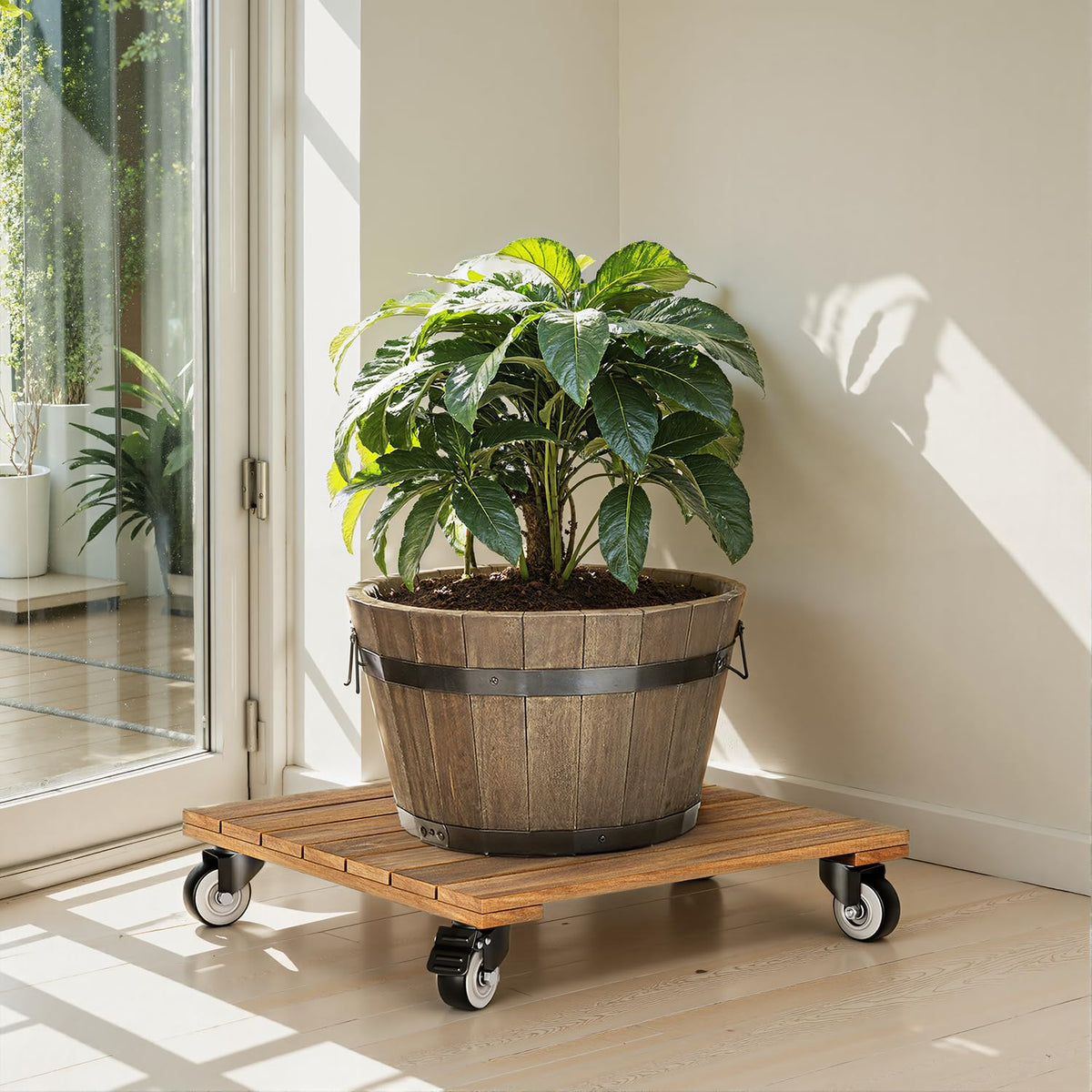 IDZO elevated chassis helps ventilate roots and simplify maintenance around planters.
