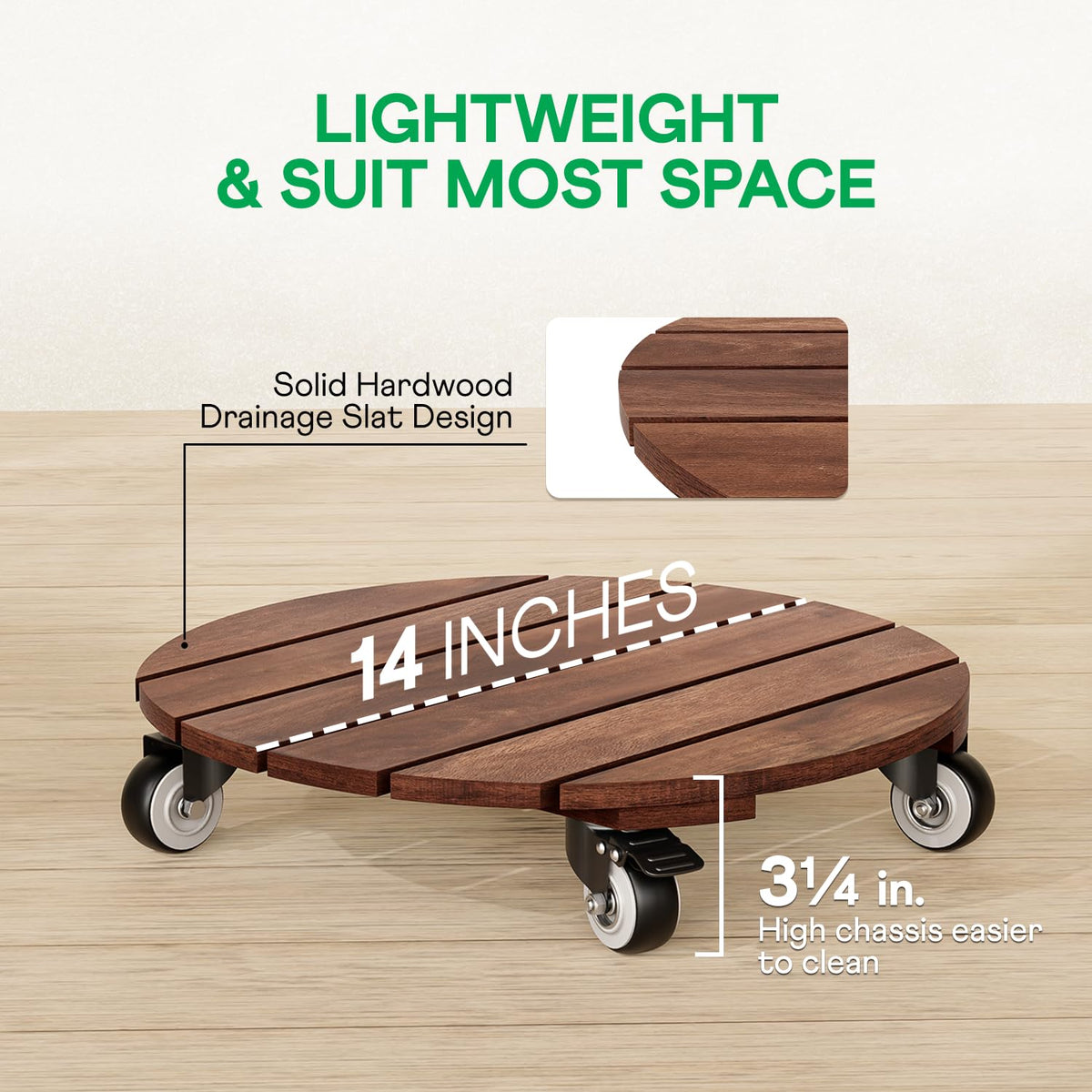 IDZO lockable wheels secure pots after moving for stability