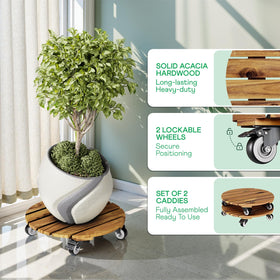 Idzo rolling plant caddy with 360-degree wheels and lock in action