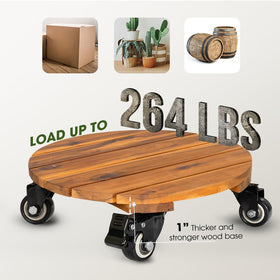 Idzo round plant stand in natural wood elevates display and mobility.