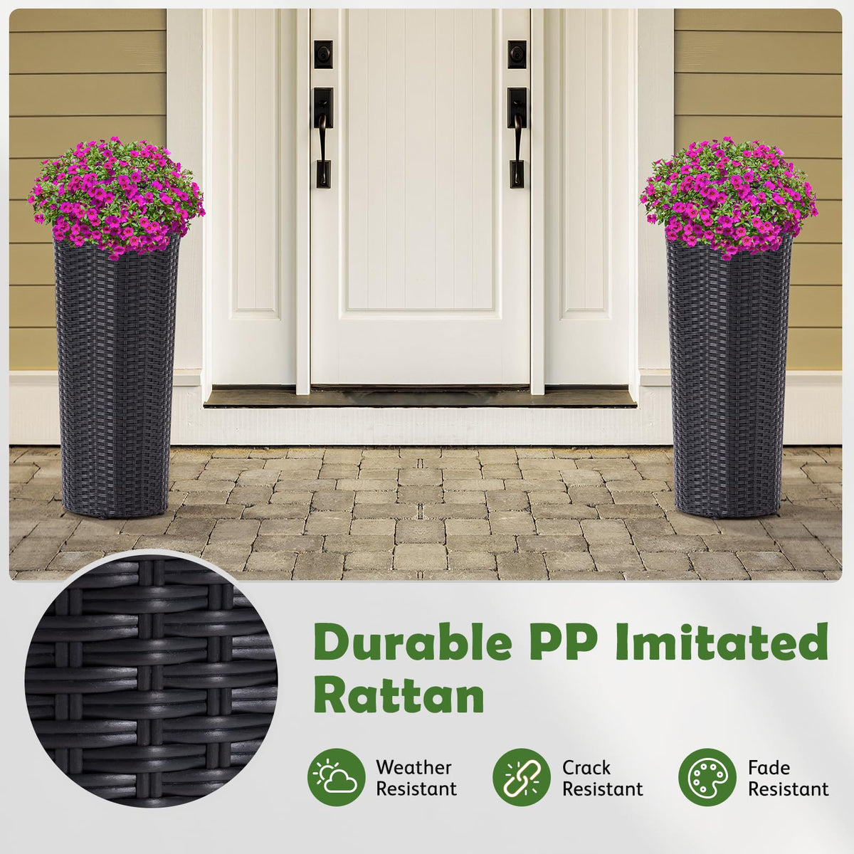 IDZO round rattan flower pot suitable for indoor and outdoor use