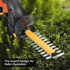 IEBUDA cordless hedge trimmer features battery protection for safe operation