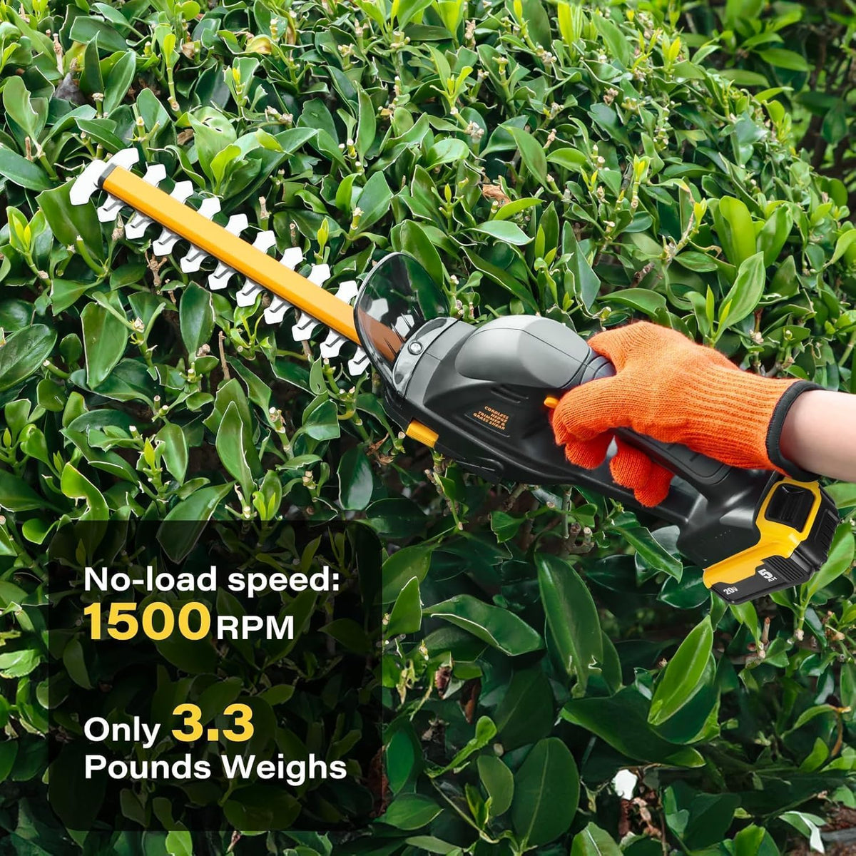 IEBUDA cordless hedge trimmer tool-only design compatible with DeWALT 20V MAX batteries