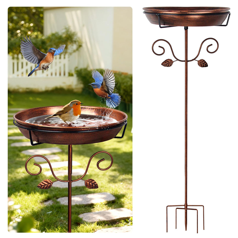 Ieuan bird bath with tall metal design adds charm to your garden.