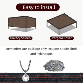 Ifory shade cloth with sturdy ropes enables easy, quick setup.