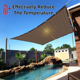 Ifory pergola shade cover placed over a patio for cooler outdoor comfort.