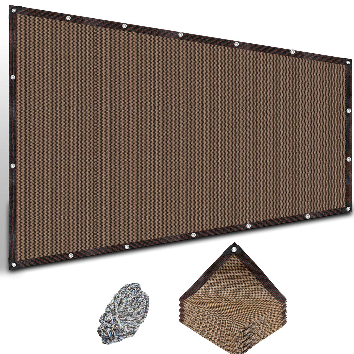 Ifory shade cloth grommets close-up showing sturdy brass rings for lasting outdoor shade.
