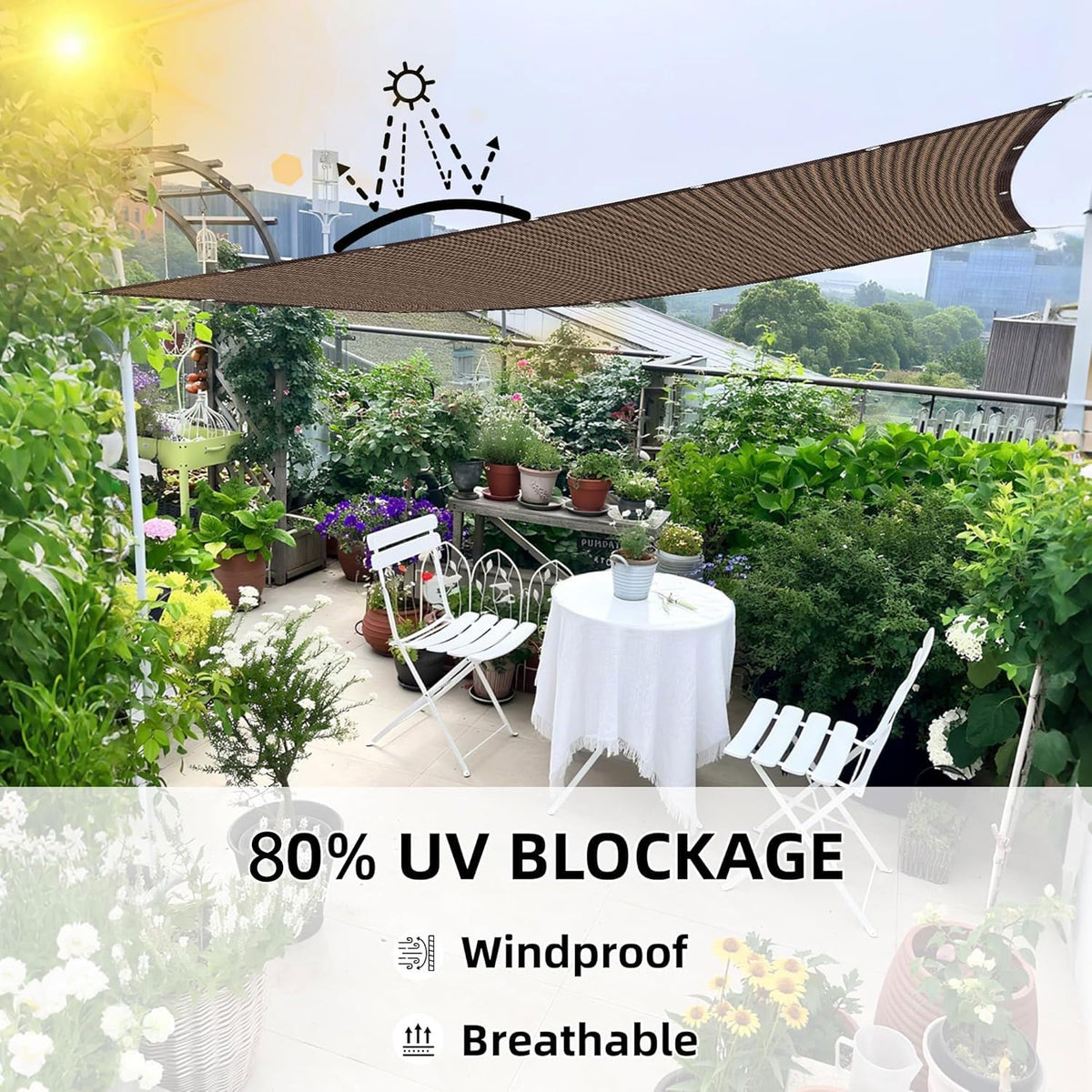 Ifory shade cloth demonstrates 80 percent UV blocking capability for sun protection.