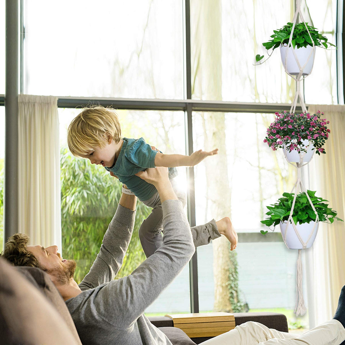 IGaiety macrame hanger natural cotton cord material for soft texture.