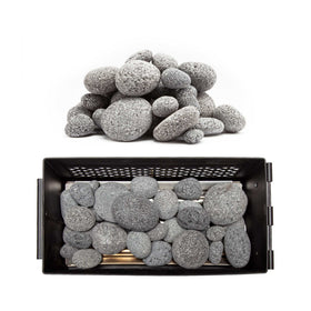 Ignik FireCan lava rocks with tumbled edges for safer handling