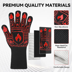 IGNISGUARD non-slip silicone exterior enhances grip on pots and trays.