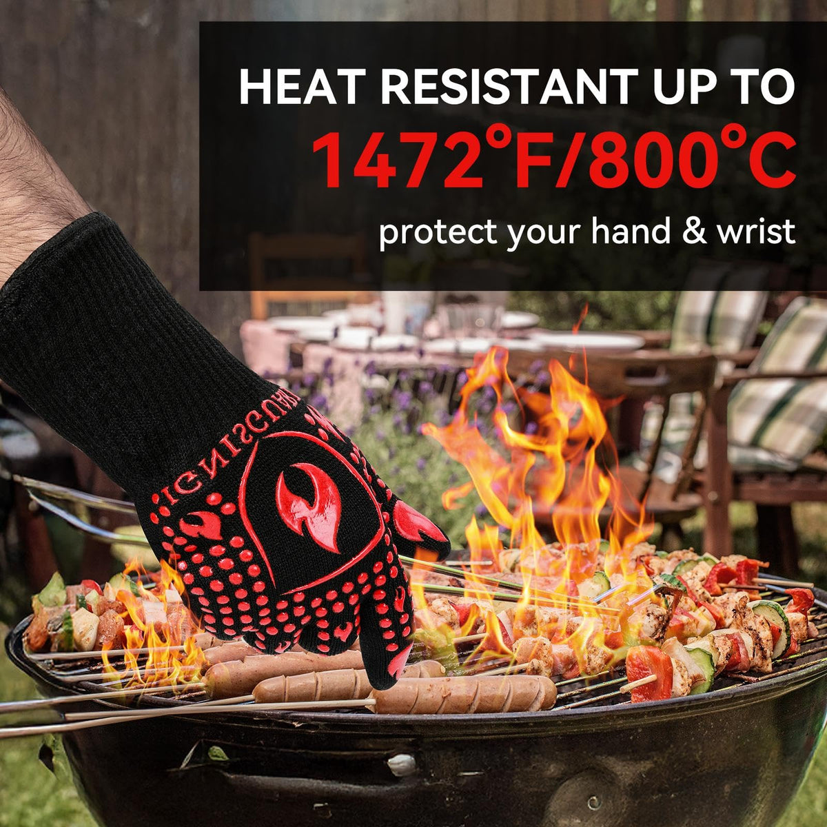 IGNISGUARD oven gloves with silicone exterior offer non-slip grip on hot pans.