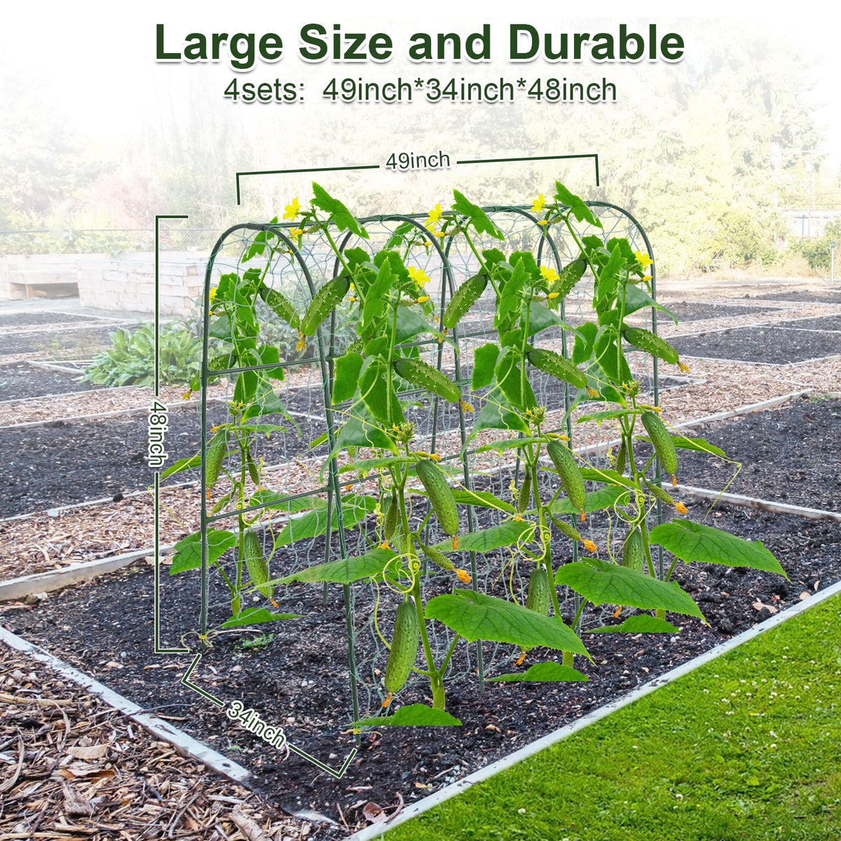 iGreely garden trellis with accessories supports cucumbers, tomatoes, and peppers.