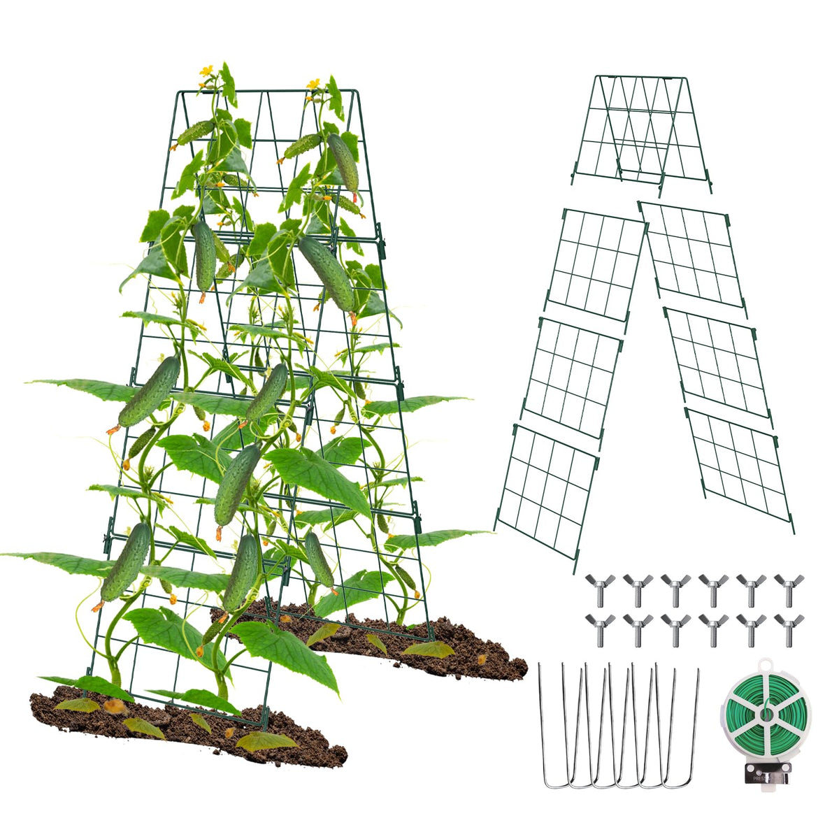 iGreely heavy duty trellis front view showing sturdy frame supporting climbing plants