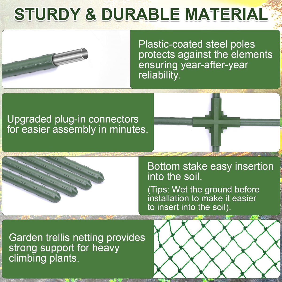 iGreely U-shaped trellis demonstrates space-saving design for dual-sided climbing plants.