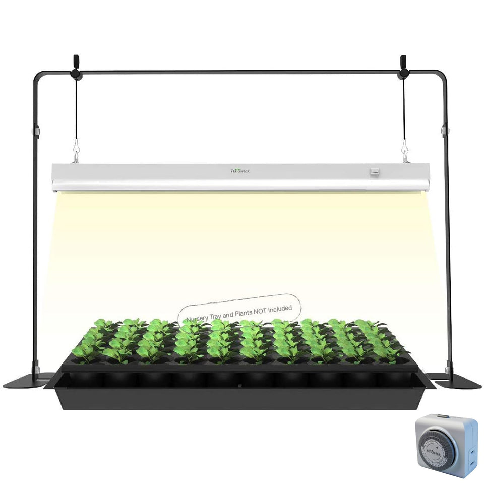 iGrowtek 2ft grow light on stand supports seed starting with adjustable height.