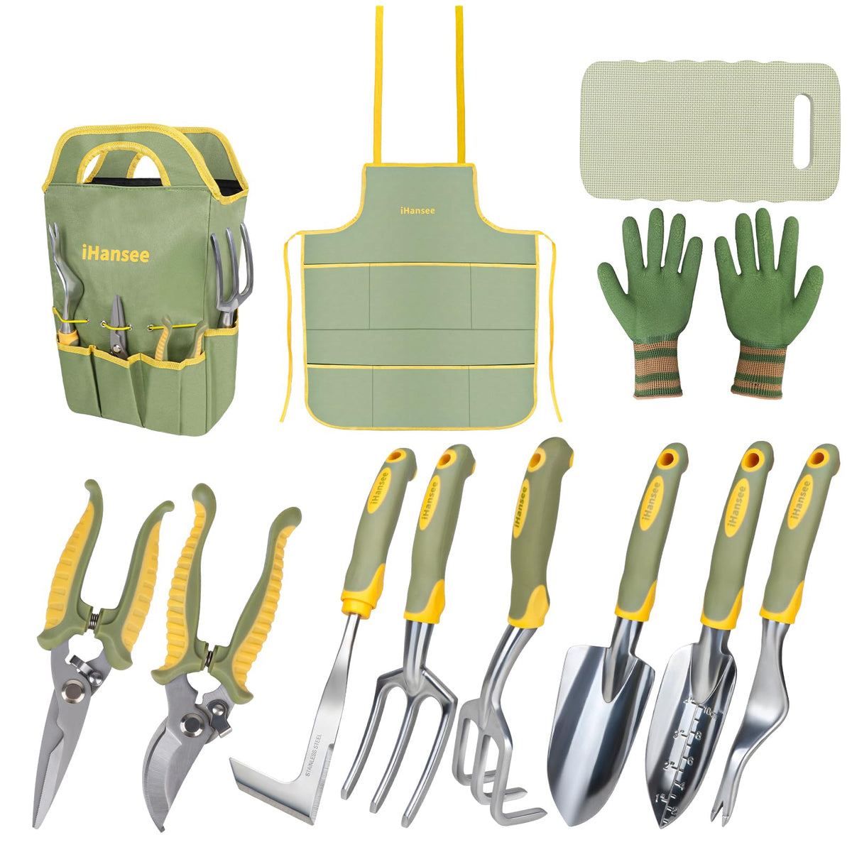 iHansee 12-piece garden tool set — durable aluminum tools for easy gardening tasks