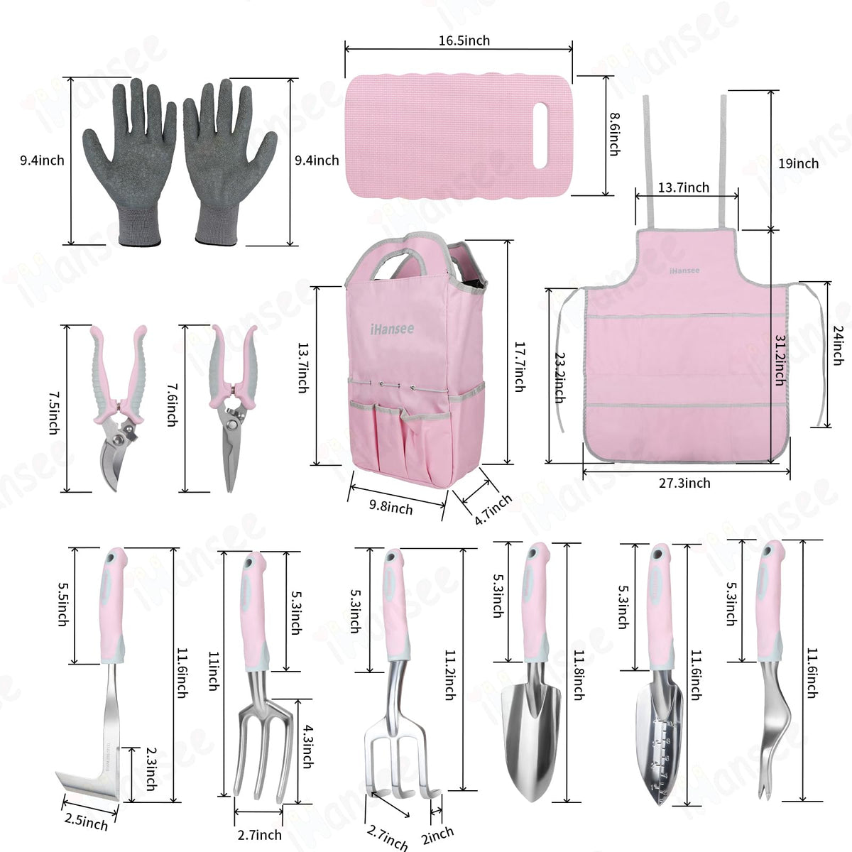 iHansee aluminum hand tools in pink offer rust resistance for durable gardening