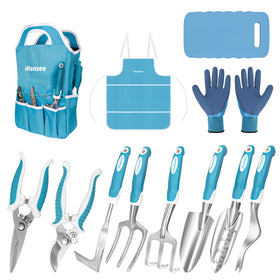 ihansee blue garden tools tote with organized pockets for easy access