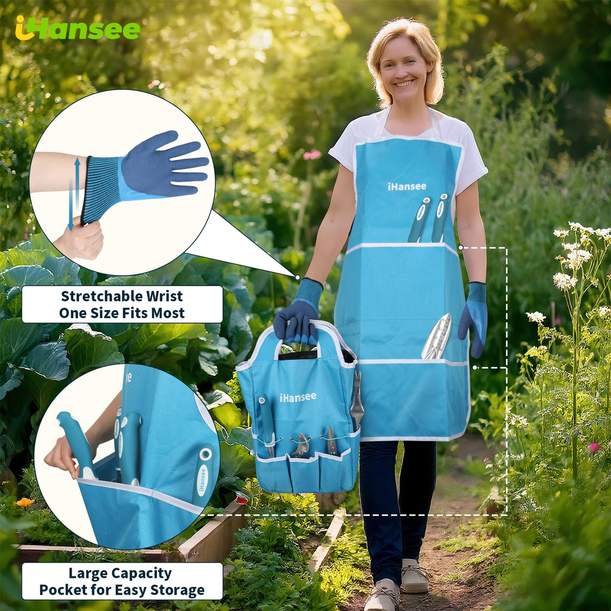 ihansee garden apron with multiple pockets keeps tools handy