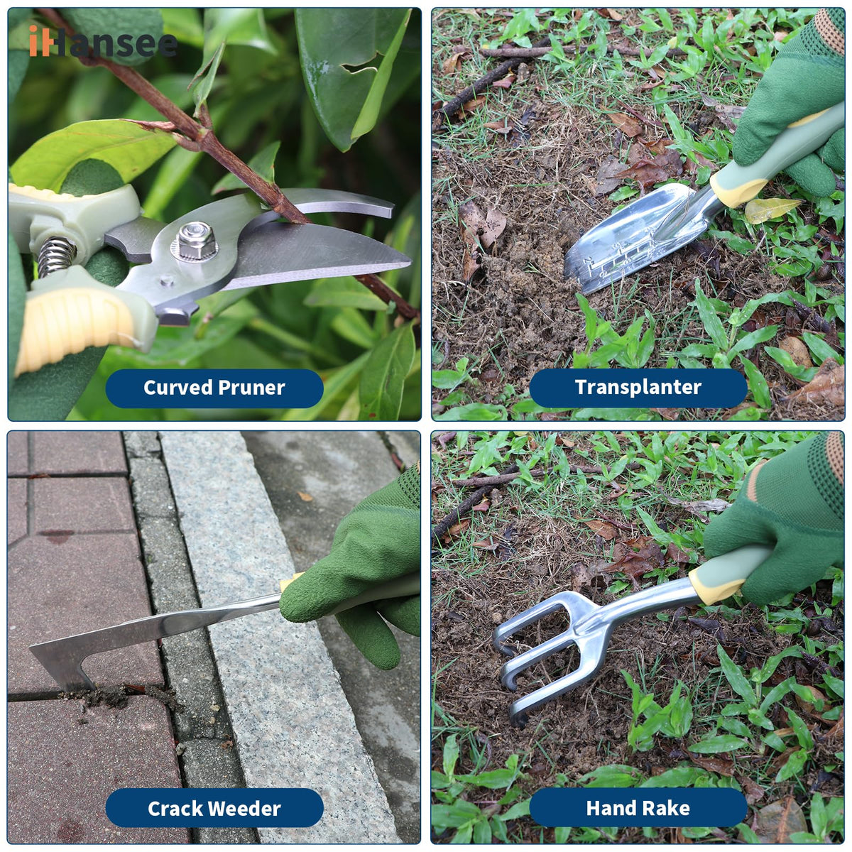 iHansee garden gloves — sturdy anti-slip grip for precise handling