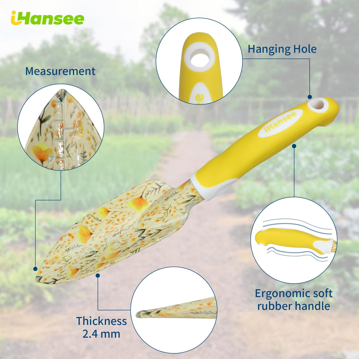 iHansee gift-ready yellow garden tool set in a box.