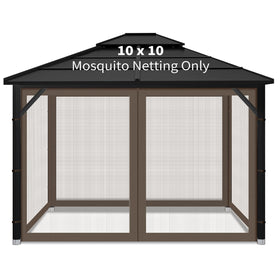 Iheqard gazebo mosquito netting in coffee color covers a 10x10 space for outdoor dining.