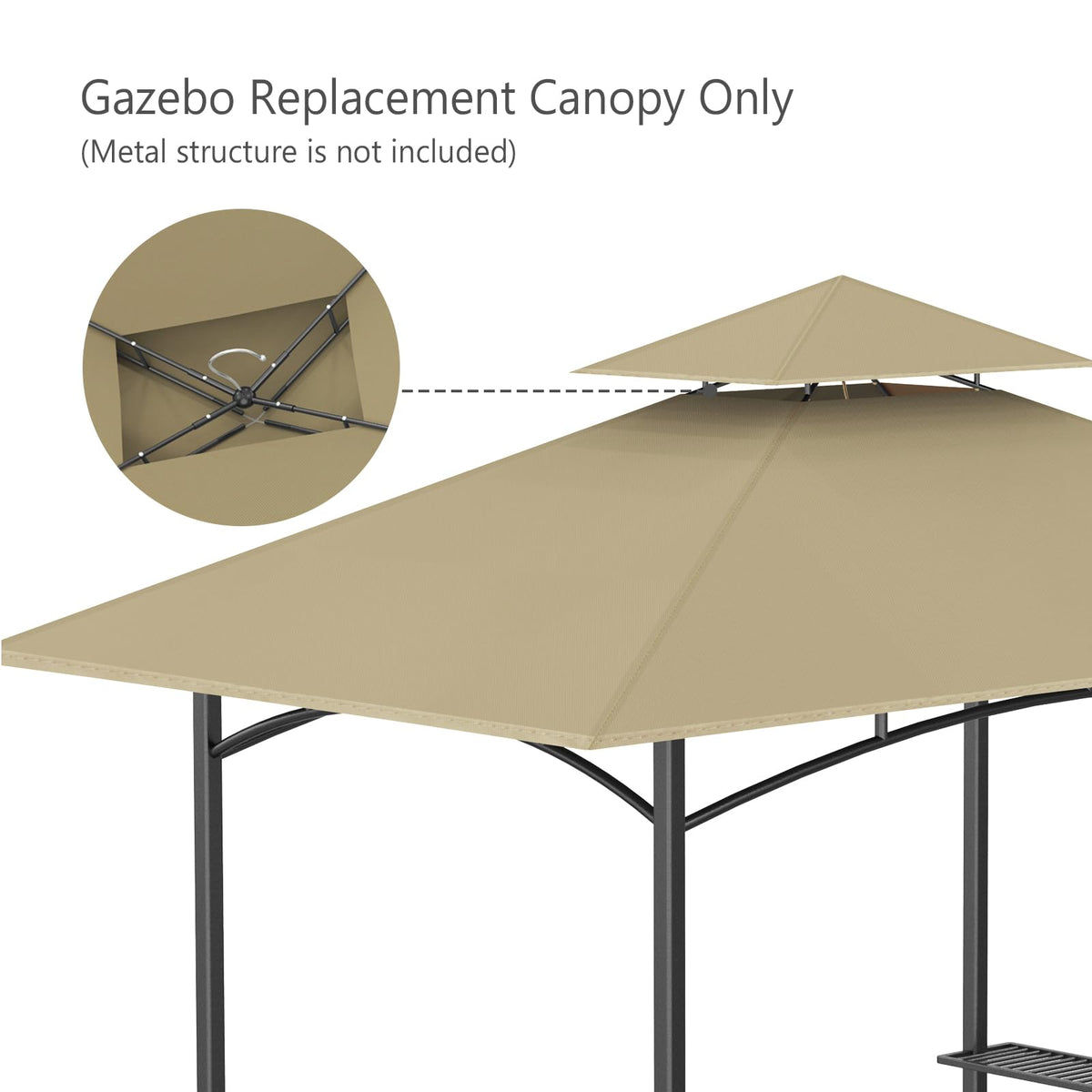 Iheqard khaki canopy color enhances backyard aesthetics