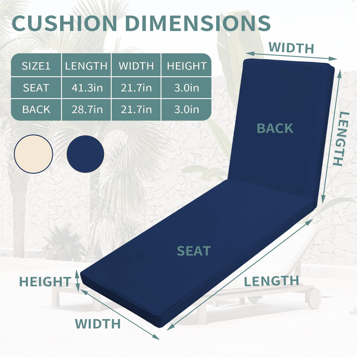 Iheqard adjustable-strap cushion demonstrates secure fit on a chaise lounge