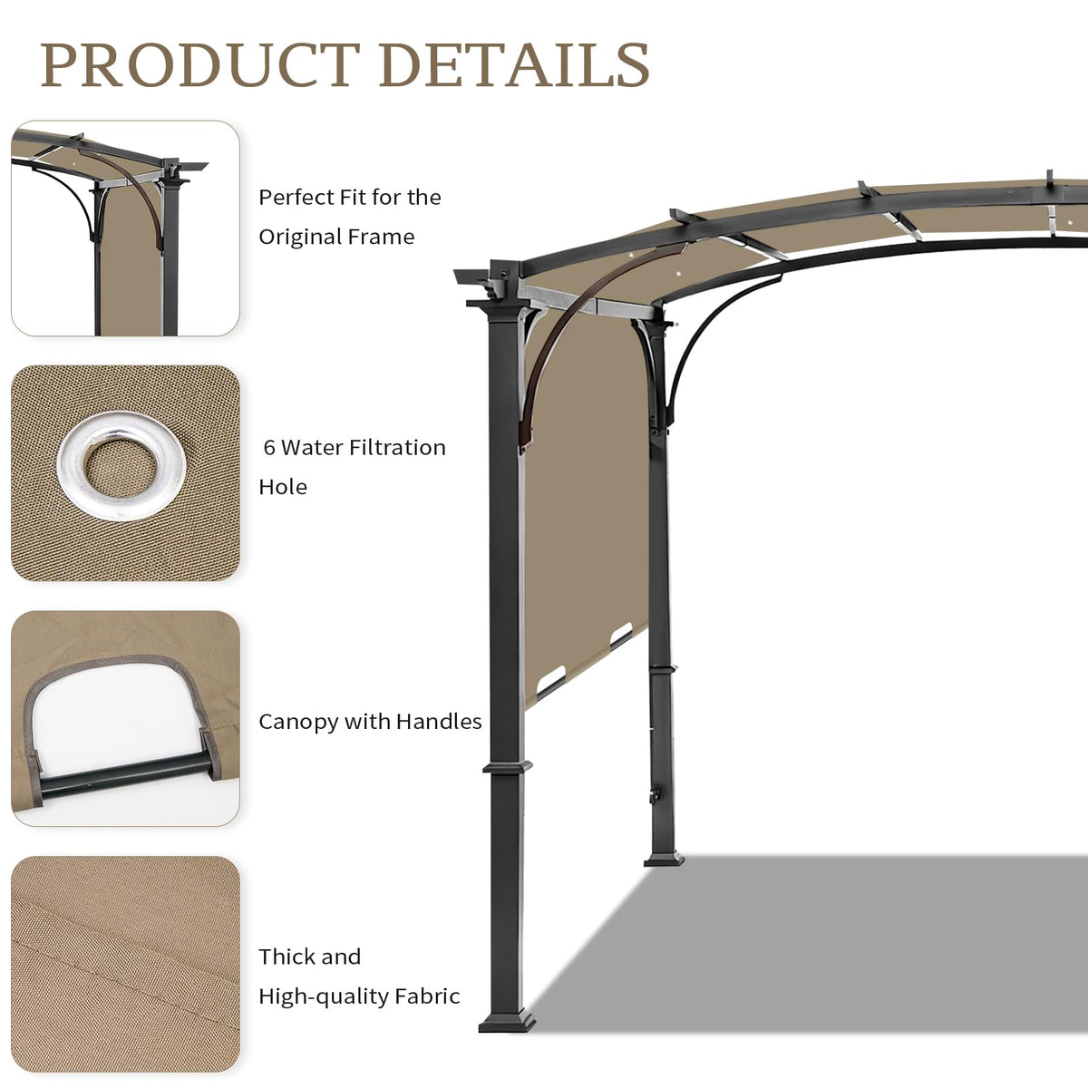 Iheqard weatherproof fabric guards against rain and UV fading.