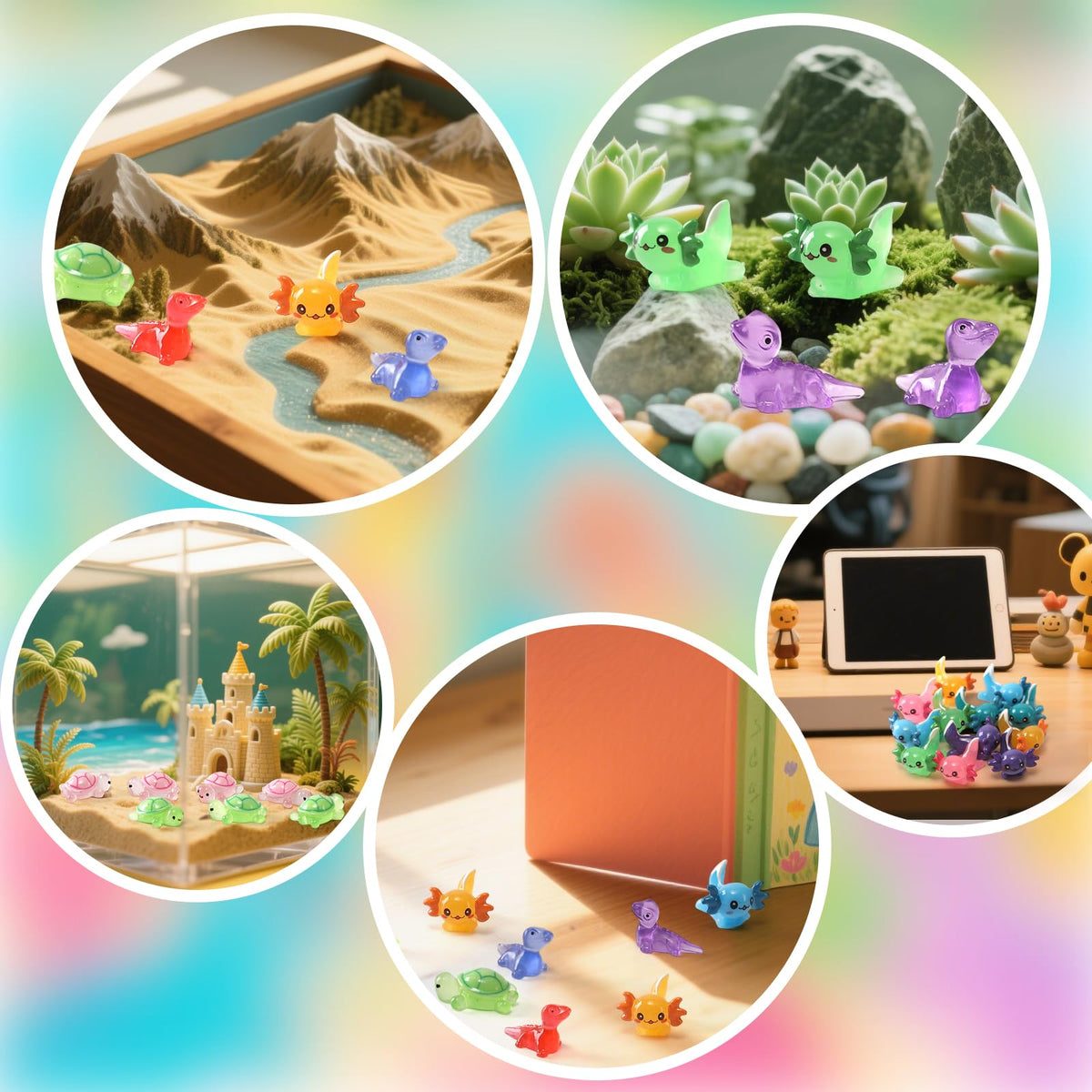 IHFAIO 56pcs mini resin animals group shot for shelf displays