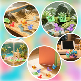 IHFAIO 56pcs mini resin animals group shot for shelf displays