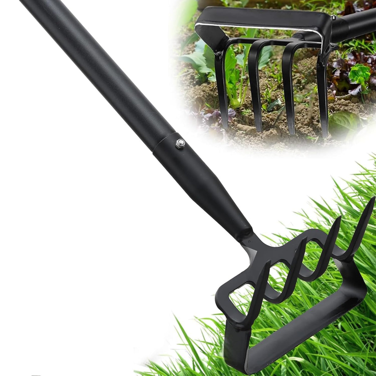 Ihomepark garden hoe with stirrup head and adjustable handle for precise weeding.