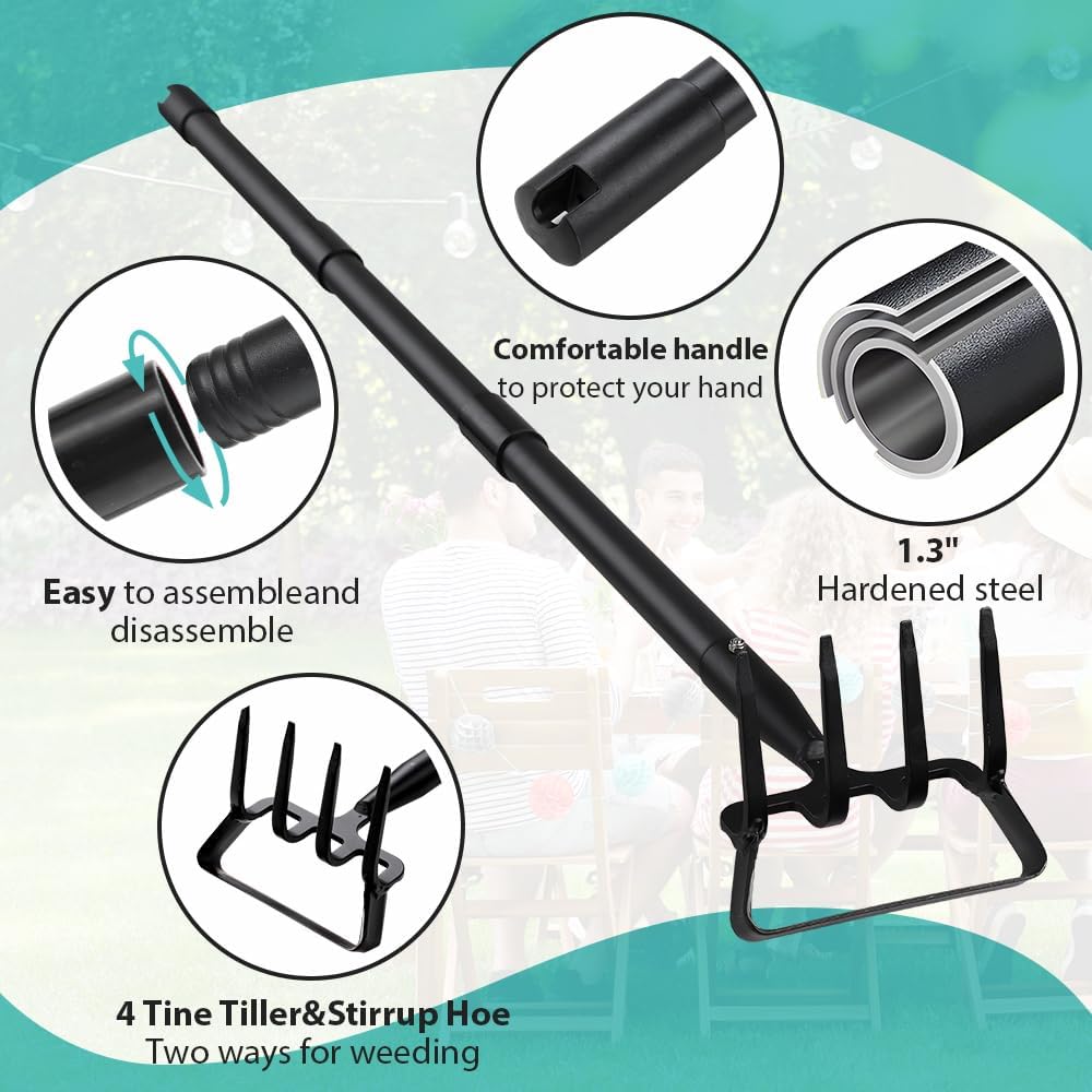Ihomepark stirrup head demonstrates weed removal action in beds.