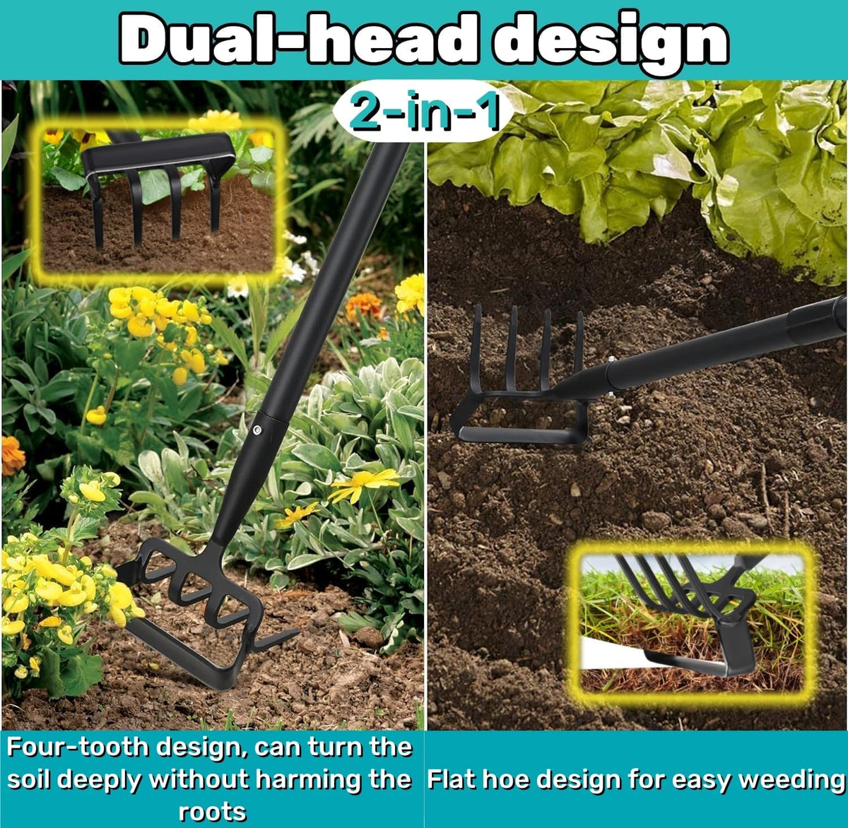 Ihomepark stirrup hoe assembly makes setup quick and simple.