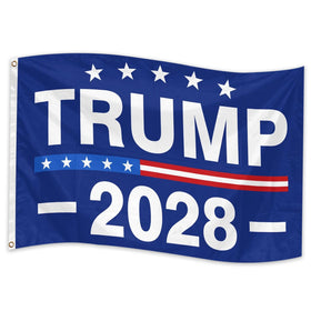 IIDEA Trump 2028 flag 3x5 banner shown outdoors for high visibility and patriotic display