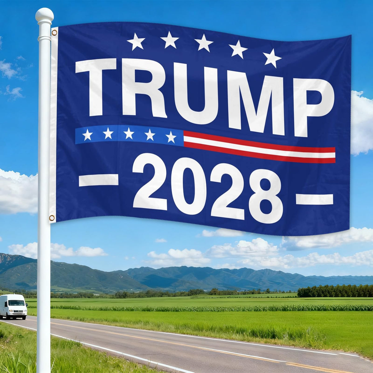 IIDEA Trump 2028 flag polyester construction delivers durability and easy setup