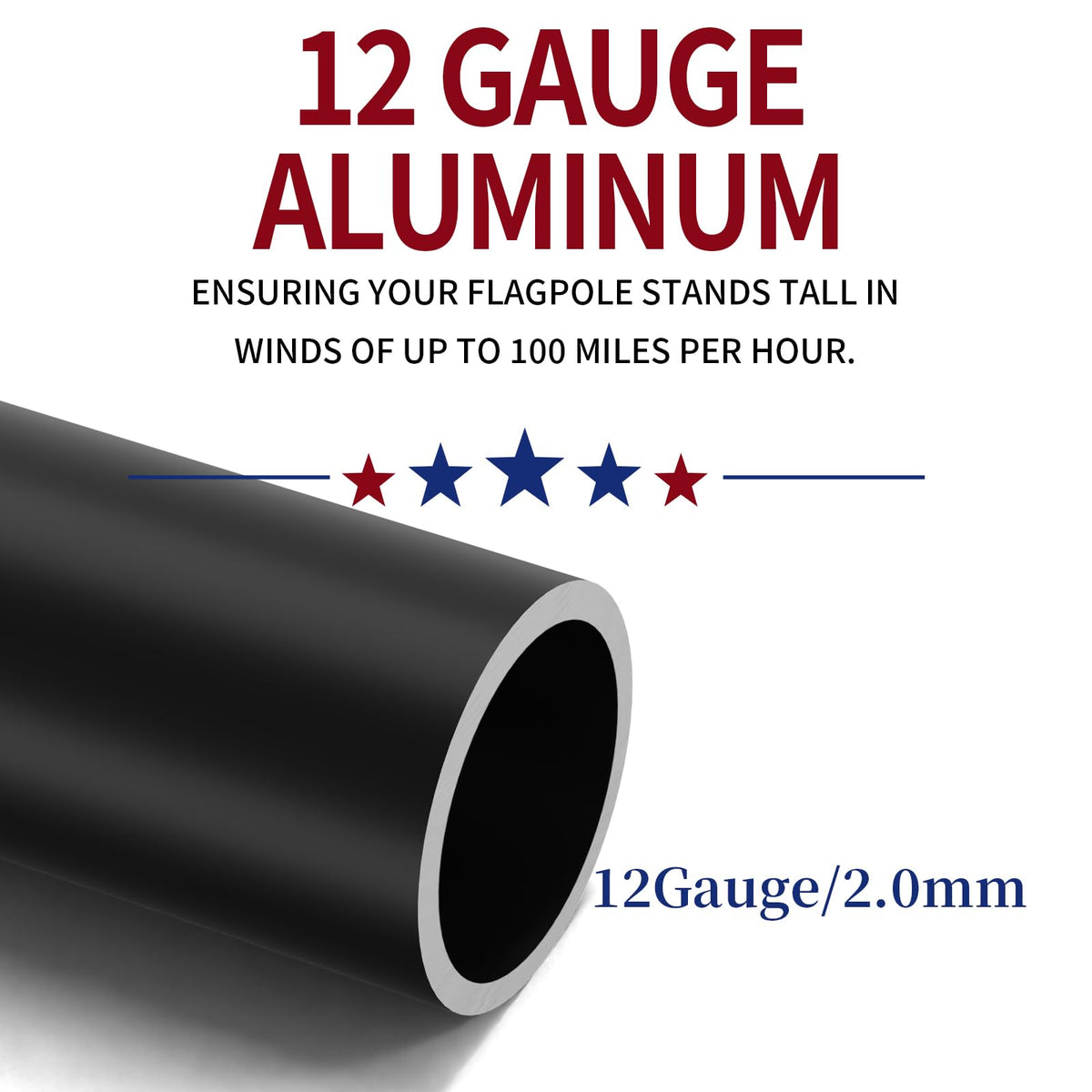IIOPE 12-gauge aluminum flag pole highlights strength and longevity.
