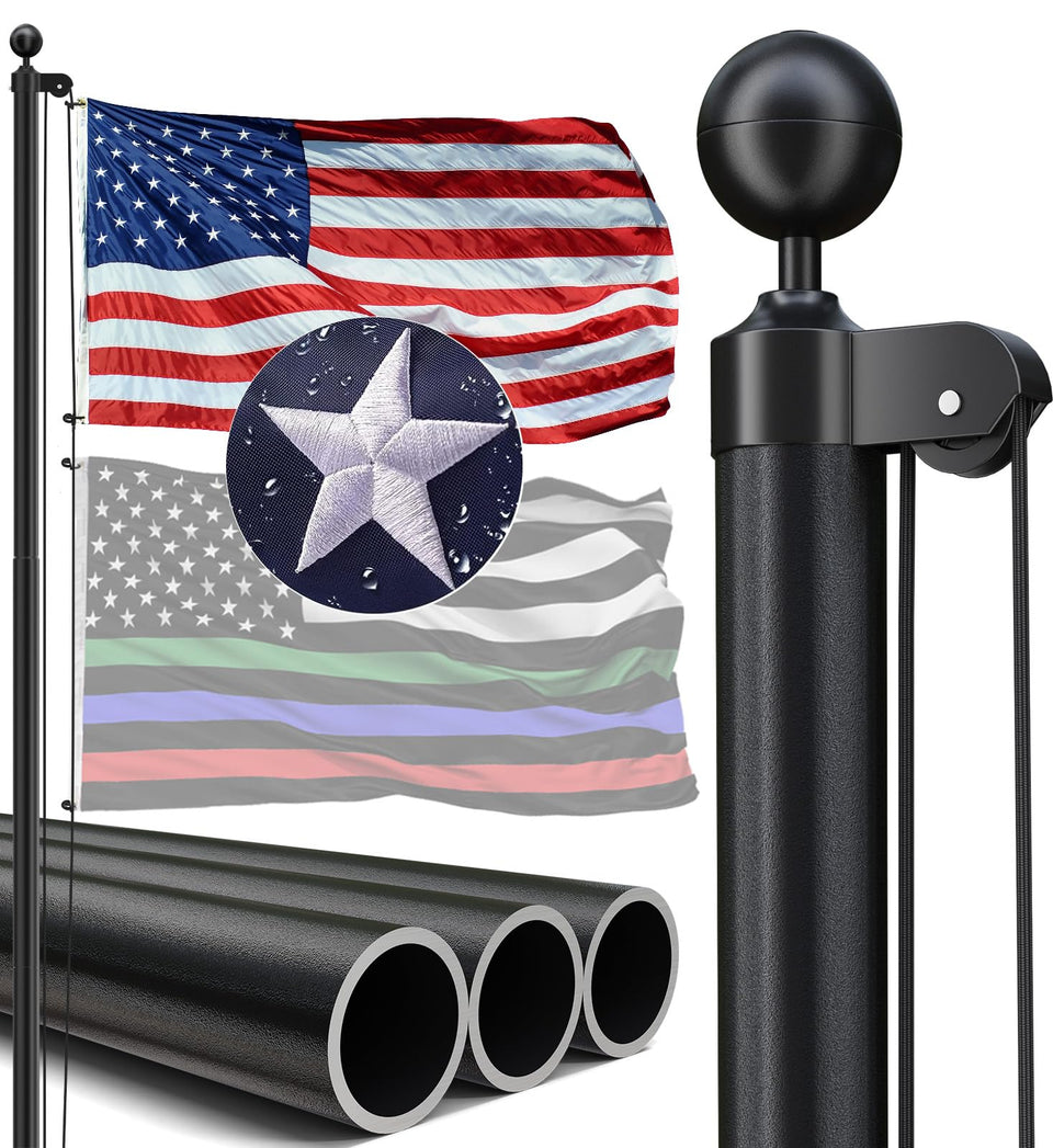 IIOPE 20ft heavy-duty flag pole for durable outdoor display.