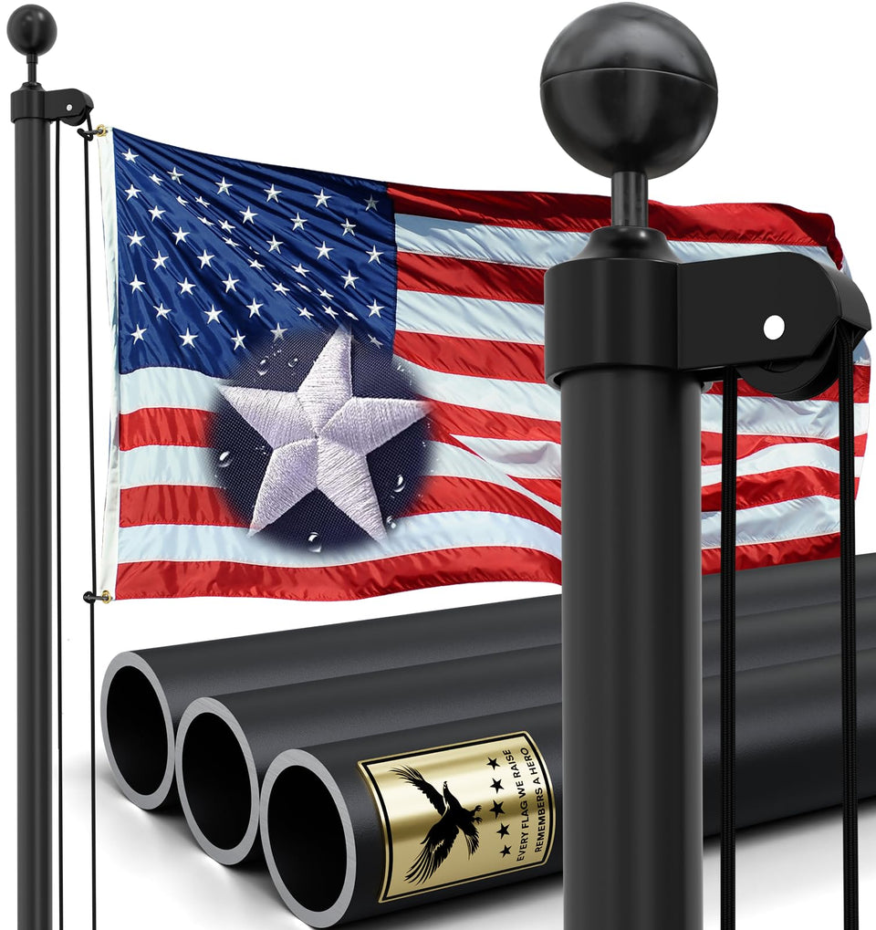 IIOPE 25ft heavy-duty flag pole kit with real 11-gauge aluminum for durable outdoor use.