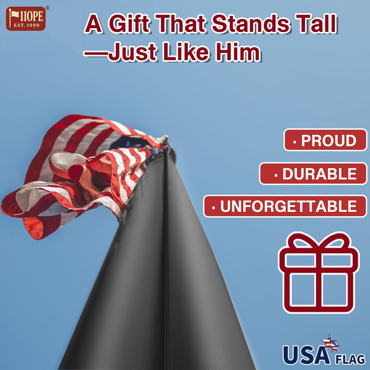 IIOPE easy-installation hardware included for hassle-free flag display.