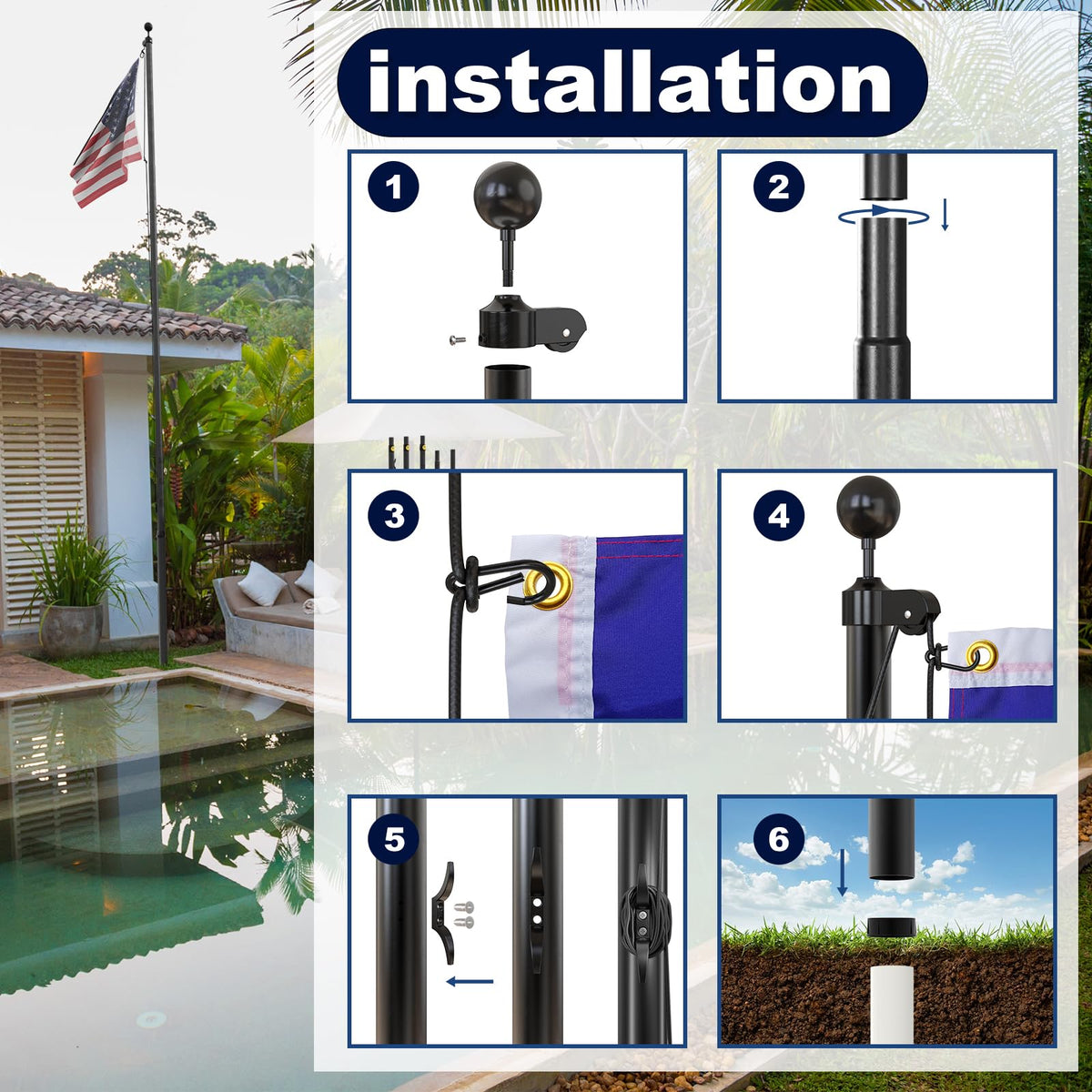 IIOPE patriotic gift-ready flag pole for special occasions.